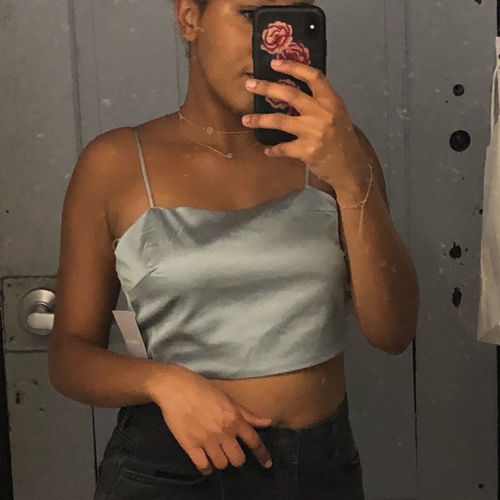 Steel blue crop top